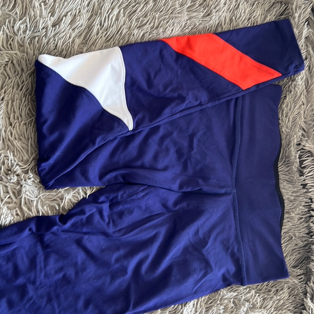 Blue with red and white yoga pants